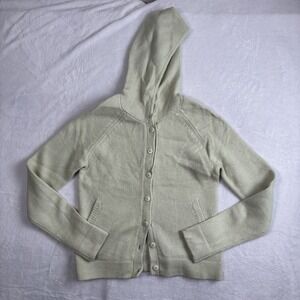 VTG Halogen Green Knit Pullover‎ Long Sleeve Wool Cardigan Hoodie Women's Medium